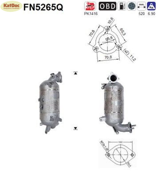 Ruß-Partikelfilter für Hyundai Tucson 2.0 CRDI, 100/136kW, Silizium, Euro 6