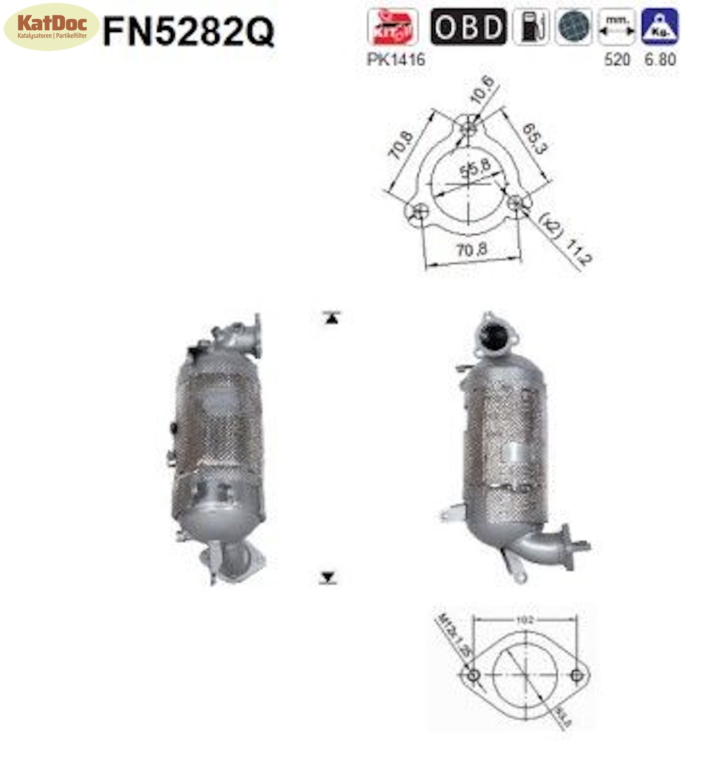 Ruß-Partikelfilter Hyundai Tucson,Kia Sorento/Sportage,2.0/2.2,Silizium,Euro 6