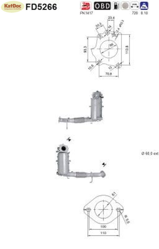 Ruß-Partikelfilter Mazda 3/6/CX-5/Van SKYACTIV-D, 2.2D, 110/129kW, Euro 6