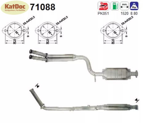 Katalysator für Mercedes 123 (C123), 124 (C124/W124/S124, G-Klasse (W463) Euro1&2
