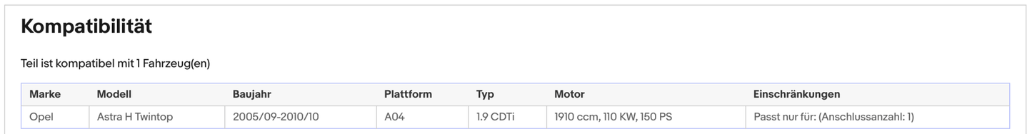 Ruß - Partikelfilter für Opel Astra H TwinTop, 1.9 CDTi, 110kW, Euro 4 - KatDoc