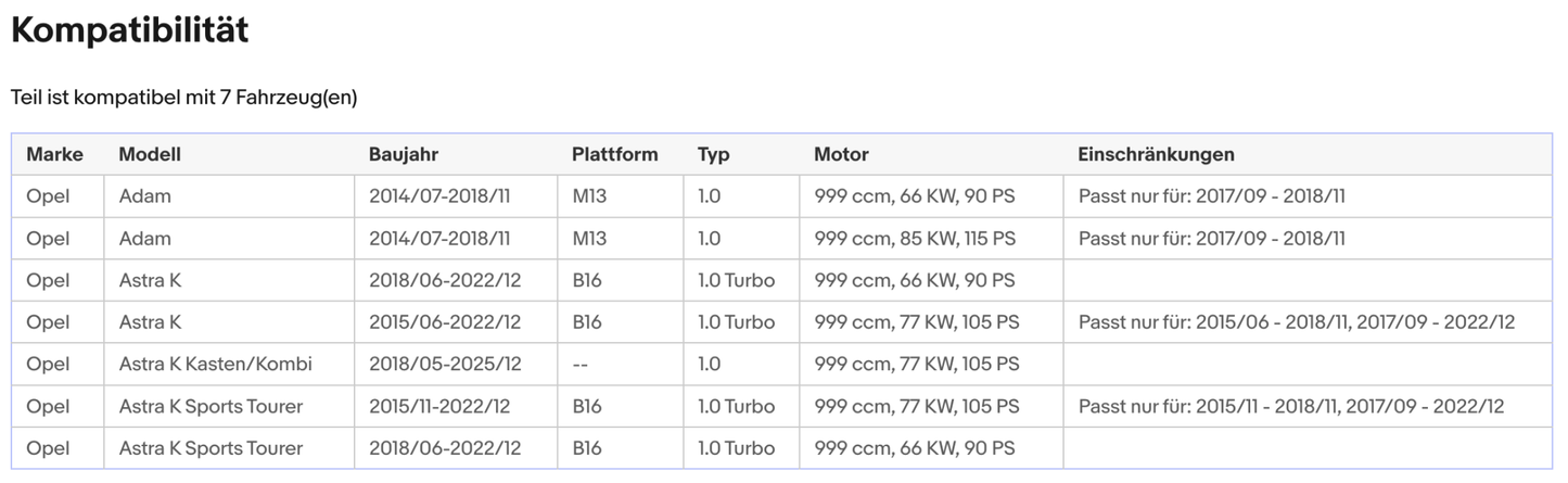 Katalysator für Opel Adam, Astra K, Corsa E, 1.0 66/77/85kW, Euro 6