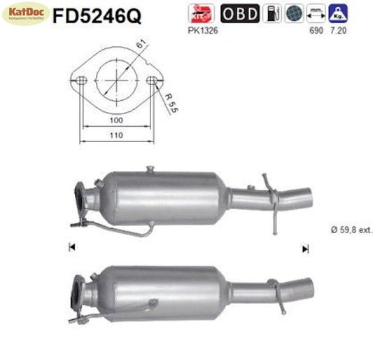 Ruß - Partikelfilter für Ford Transit 2.2 TDCi V363, Silizium, Euro 5 - KatDoc