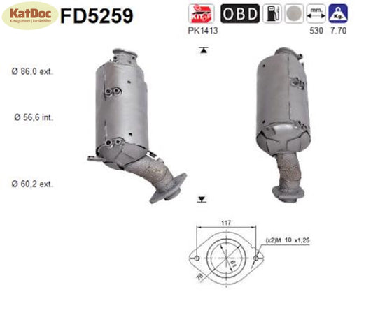 Ruß - Partikelfilter für Toyota Hilux/Land Cruiser Prado, 2.4/2.8 D, Euro 6 - KatDoc