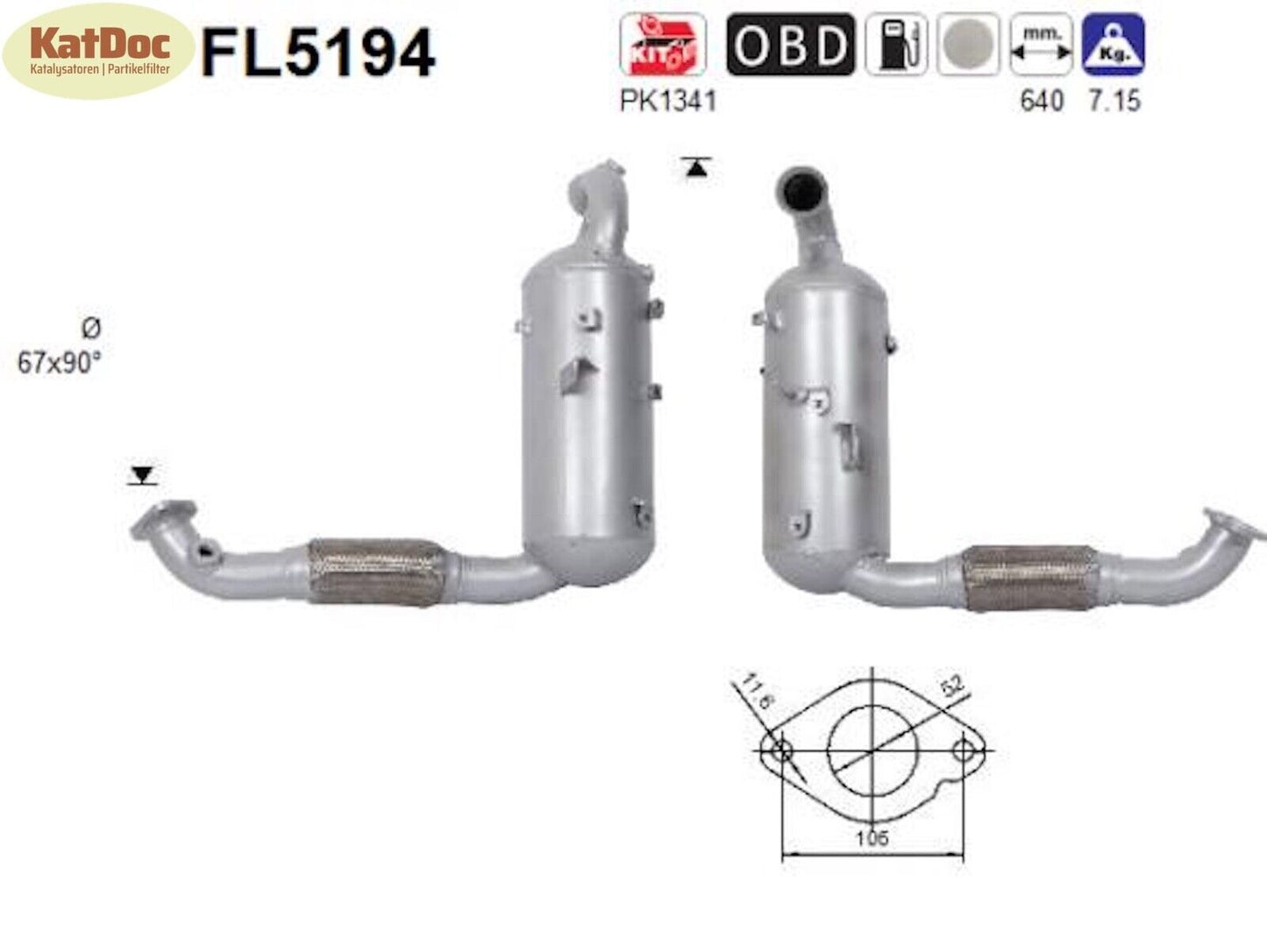 Ruß - Partikelfilter C - Max/Focus/Grand C - Max/Kuga/Mondeo/Tourneo/Transit, Euro 6 - KatDoc