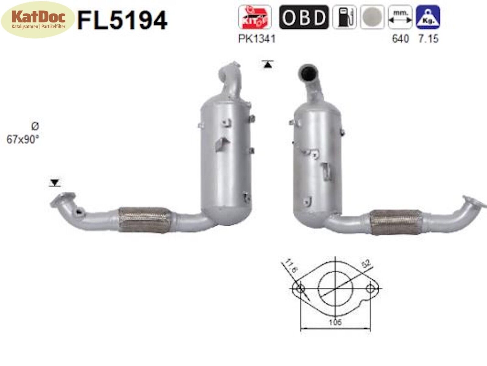 Ruß - Partikelfilter C - Max/Focus/Grand C - Max/Kuga/Mondeo/Tourneo/Transit, Euro 6 - KatDoc