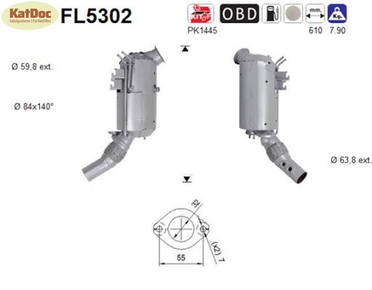 Ruß - Partikelfilter für BMW 5er/7er/X3/X4, 2.0, Euro 6 - KatDoc