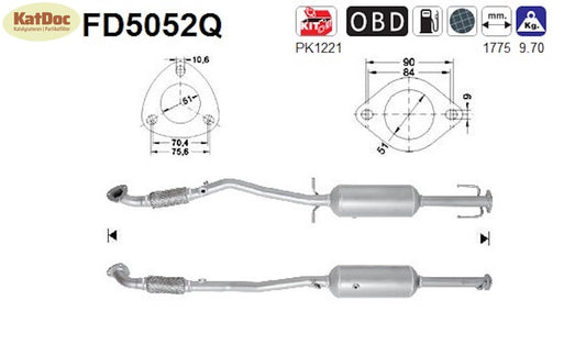Ruß - Partikelfilter für Opel Astra J / GTC, 1.7 CDTI, Silizium, Euro 5 - KatDoc