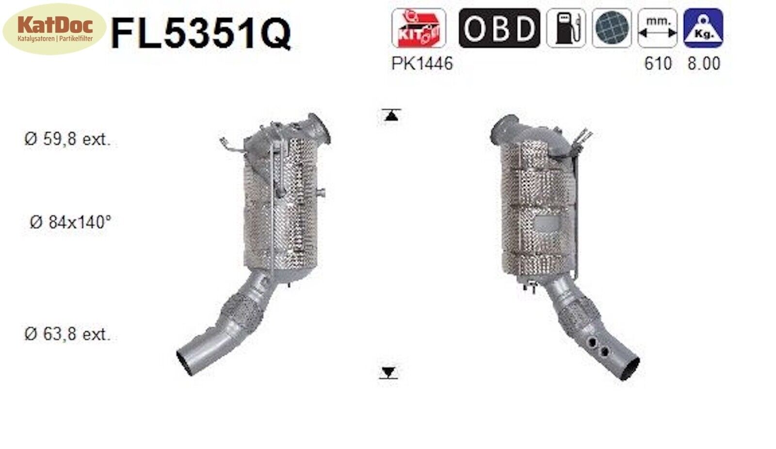 Ruß - Partikelfilter für BMW 5er/6er/X5, 2.0, Silizium, Euro 6 - KatDoc
