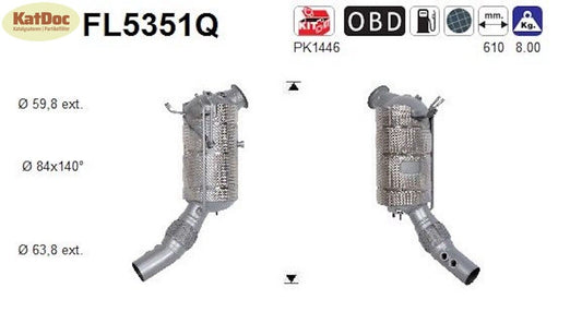 Ruß-Partikelfilter für BMW 5er/6er/X5, 2.0, Silizium, Euro 6