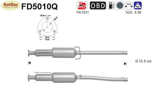 Ruß - Partikelfilter für Saab 9 - 5, 1.9 TiD, 110kW, Silizium, Euro 4 - KatDoc