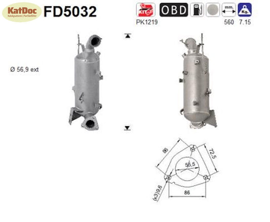 Ruß - Partikelfilter für Opel Astra J/Cascada/Insignia A/Zafira,Saab 9 - 5, Euro 5 - KatDoc