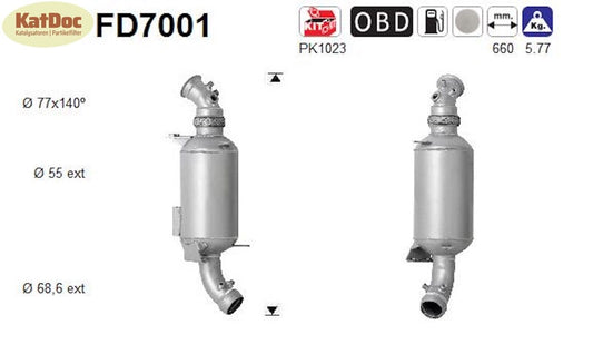 Ruß - Partikelfilter VW Crafter, 2.5 TDI, 65/80/100/120kW, Euro 4 - KatDoc