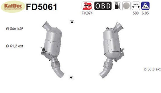 Ruß - Partikelfilter für BMW 3er (E90/E91), 2.0, 90/110/120kW, Euro 4 - KatDoc