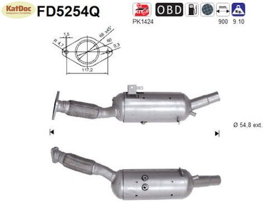 Ruß - Partikelfilter für Fiat, Nissan, Opel, Renault, 1.6, Silizium, Euro 6 - KatDoc