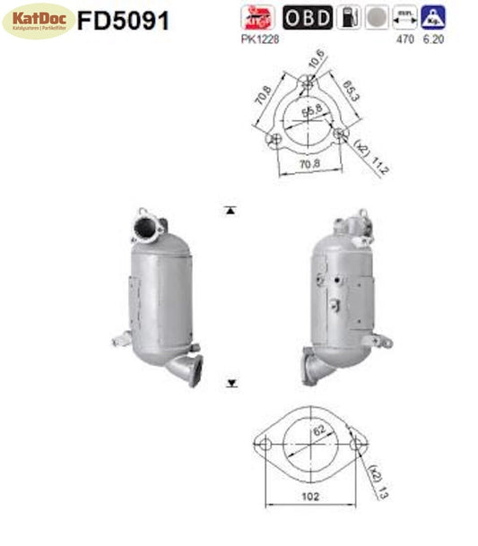 Ruß - Partikelfilter Hyundai ix35/Santa Fe,Kia Sorento/Sportage,2.0/2.2,Euro 5 - KatDoc