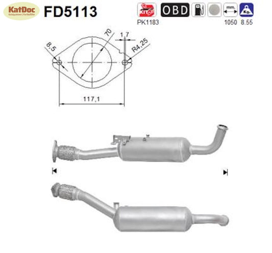 Ruß - Partikelfilter Nissan Primastar, Opel Vivaro, Renault Trafic,2.0, Euro 5 - KatDoc