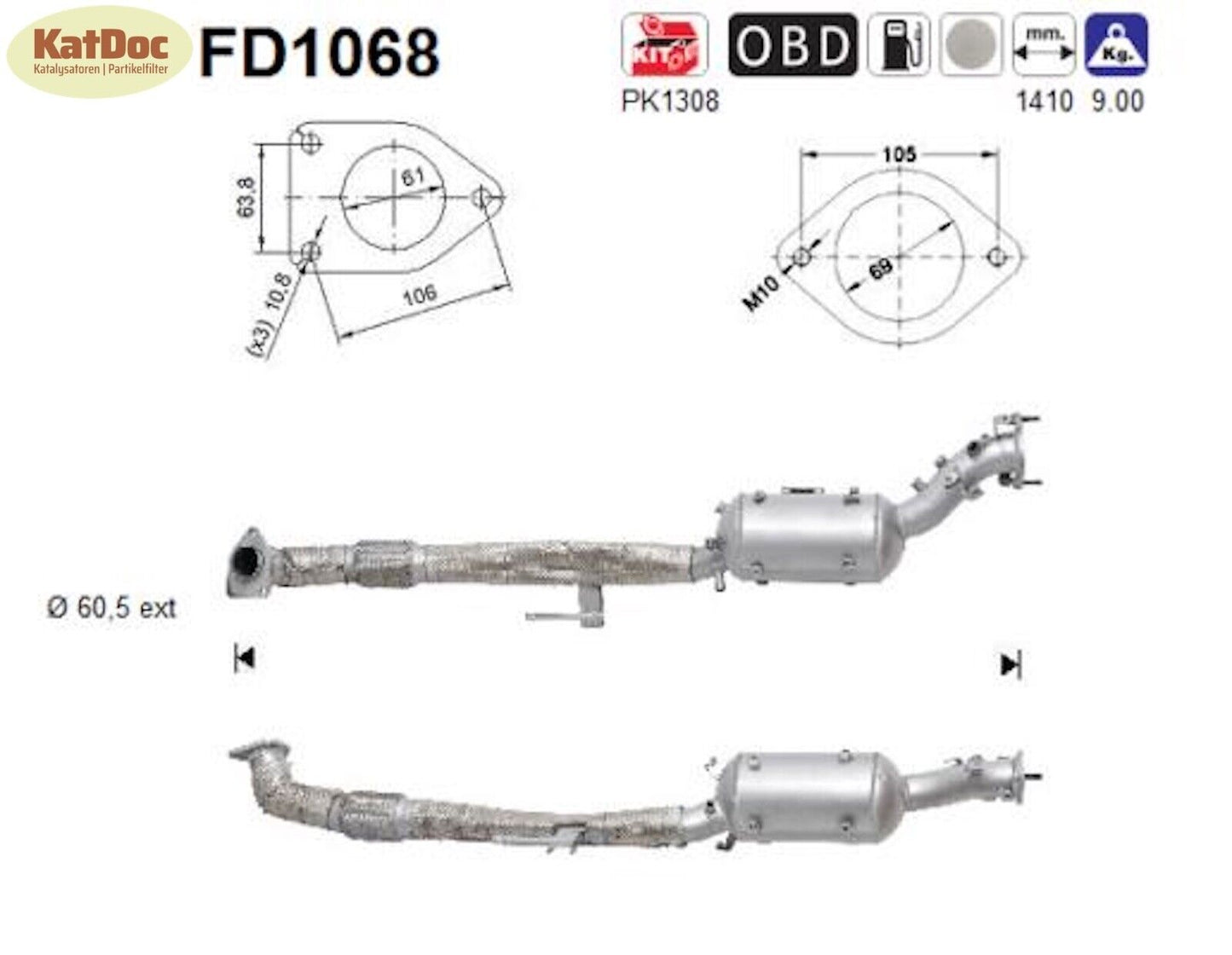 Ruß - Partikelfilter für Nissan Murano 2, 2.5 dCi, 4x4, 140kW, Euro 5 - KatDoc