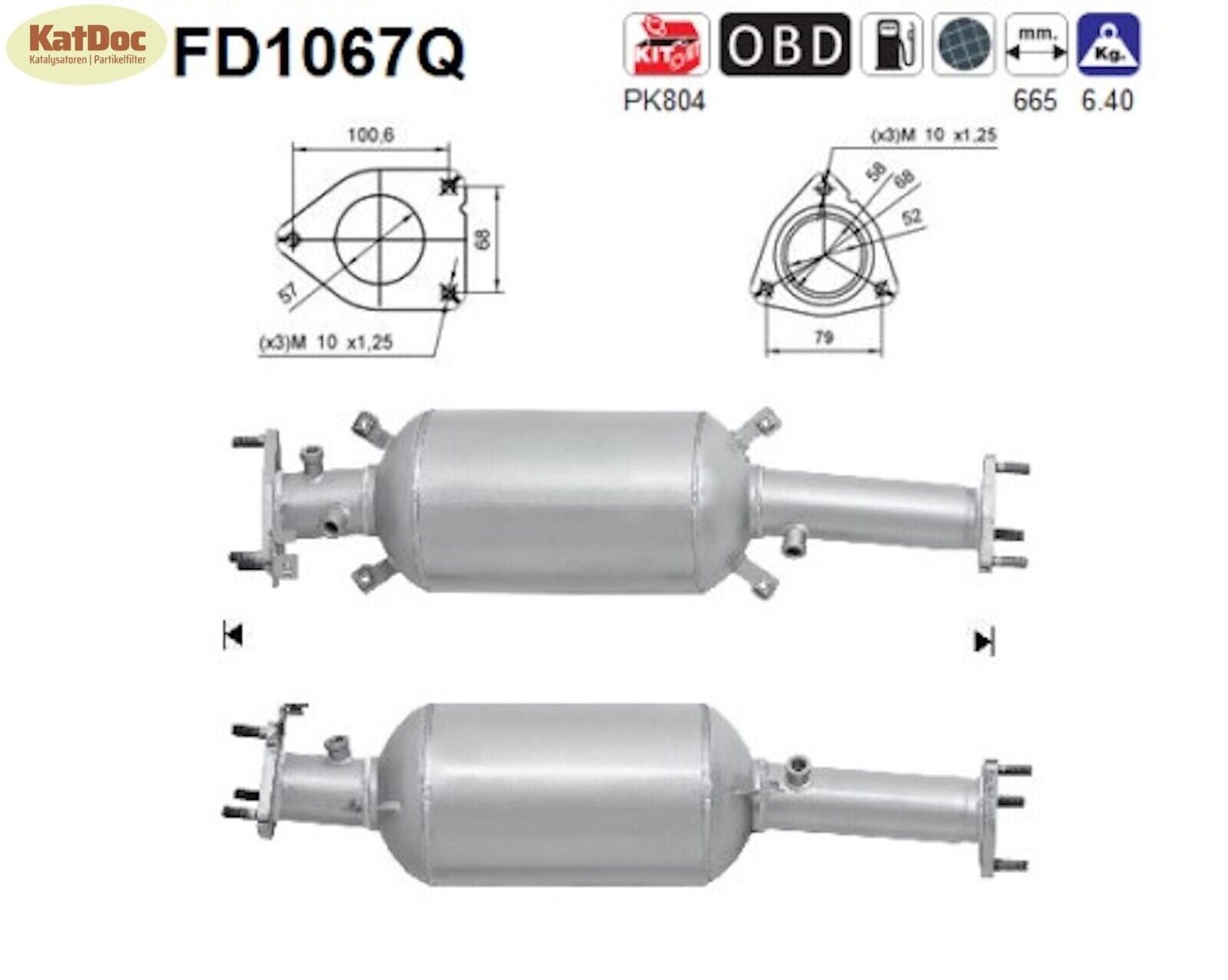 Ruß-Partikelfilter für Honda CR-V, 2.2 i-CTDi, 4WD, 103kW, Silizium, Euro 4