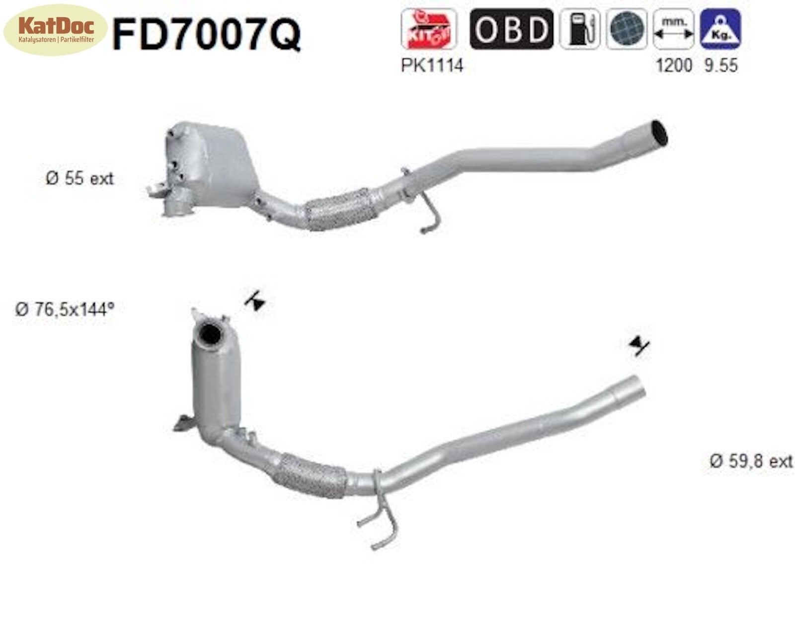 Ruß - Partikelfilter für Audi, Seat, Skoda, VW, 2.0 TDI, 125kW, Silizium, Euro 4 - KatDoc