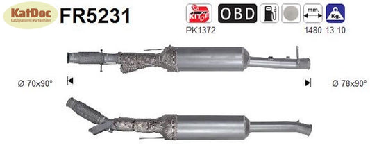 Ruß-Partikelfilter für Citroen C4/Picasso, Peugeot 308, 2.0, BlueHDi, Euro 6