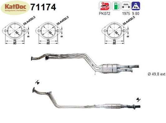 Katalysator für Mercedes 124/E-Klasse, 2.8/3.2, 142/145/162kW, Euro 1&2