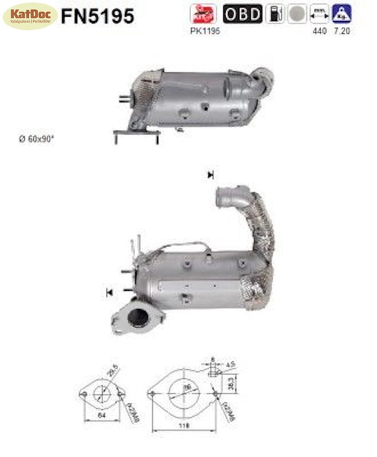Ruß-Partikelfilter für Dacia, Fiat, Mercedes, Nissan, Renault, Infiniti,Euro 6