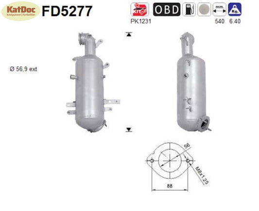 Ruß - Partikelfilter für Fiat Bravo, Lancia Delta, 1.6D, 66/77/85/88kW, Euro 5 - KatDoc