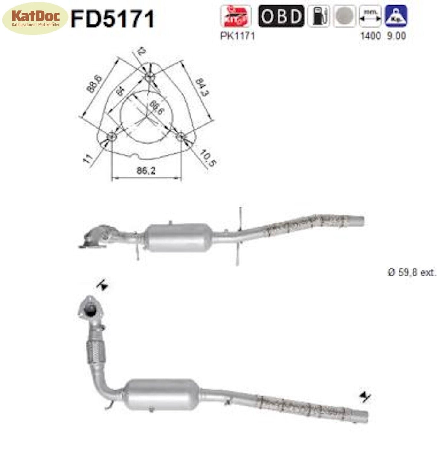 Ruß - Partikelfilter Ford Transit 2.2 TDCi, 74/92/103kW, Euro 5 - KatDoc