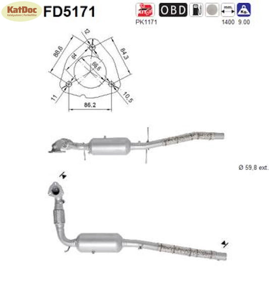 Ruß-Partikelfilter Ford Transit 2.2 TDCi, 74/92/103kW, Euro 5