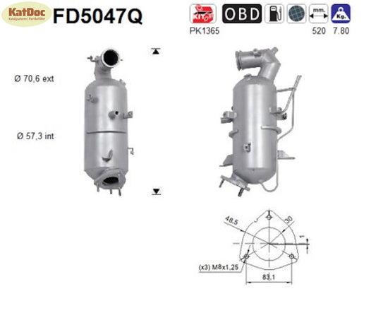 Ruß - Partikelfilter für Chevrolet Cruze/Orlando, 2.0 CDI/TD/D, Silizium, Euro 5 - KatDoc