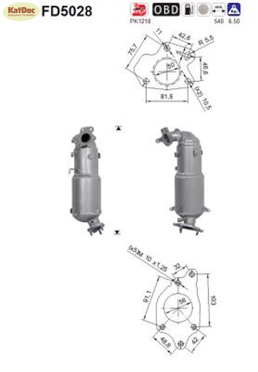 Ruß - Partikelfilter für Honda Accord 2.2 i - DTEC, 110/132kW, Euro 5 - KatDoc