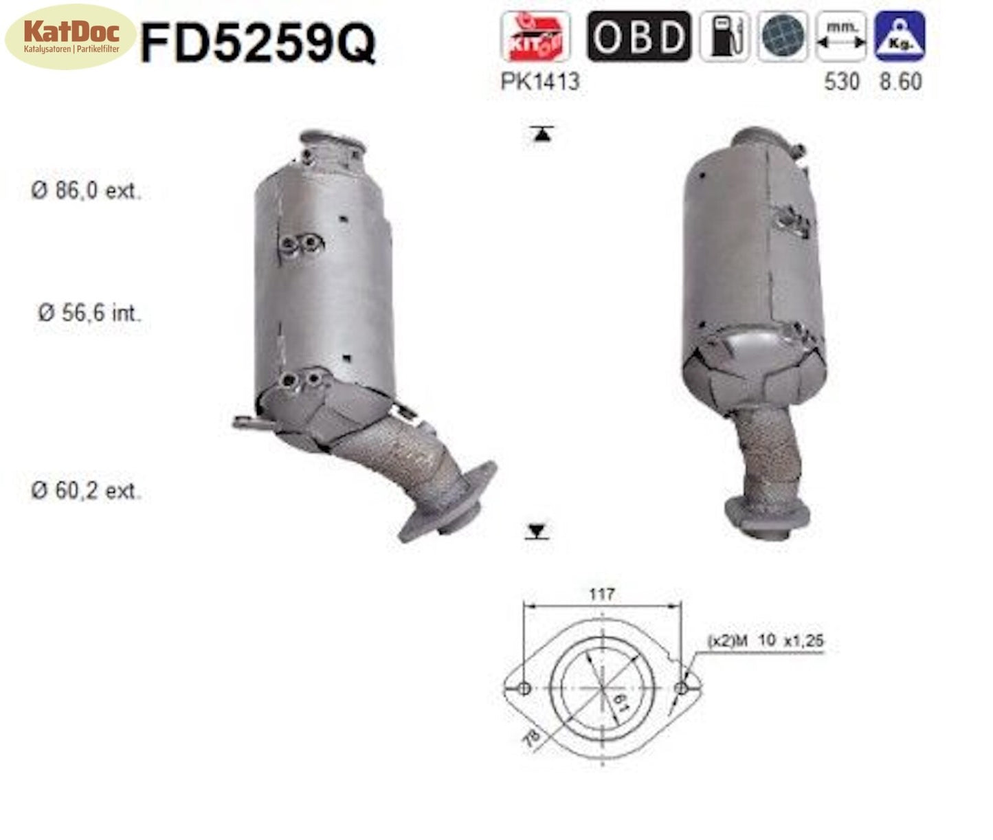 Ruß - Partikelfilter Toyota Hilux/Land Cruiser Prado, 2.4/2.8 D, Silizium,Euro 6 - KatDoc