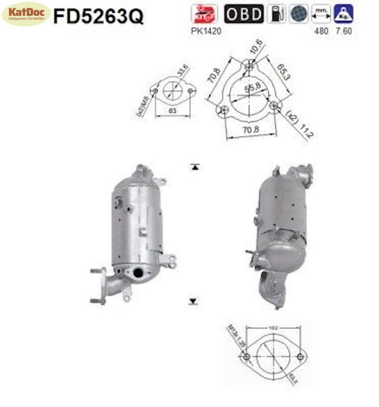 Ruß - Partikelfilter für Hyundai ix35, 2.0 CRDi, 4WD, 100/135kW,Silizium, Euro 5 - KatDoc