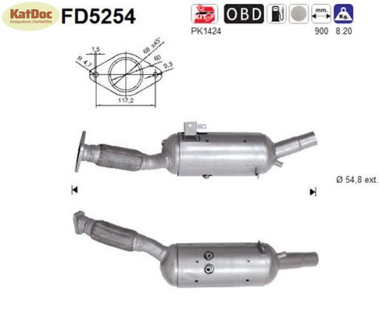 Ruß - Partikelfilter für Fiat, Nissan, Opel, Renault, 1.6, Euro 6 - KatDoc