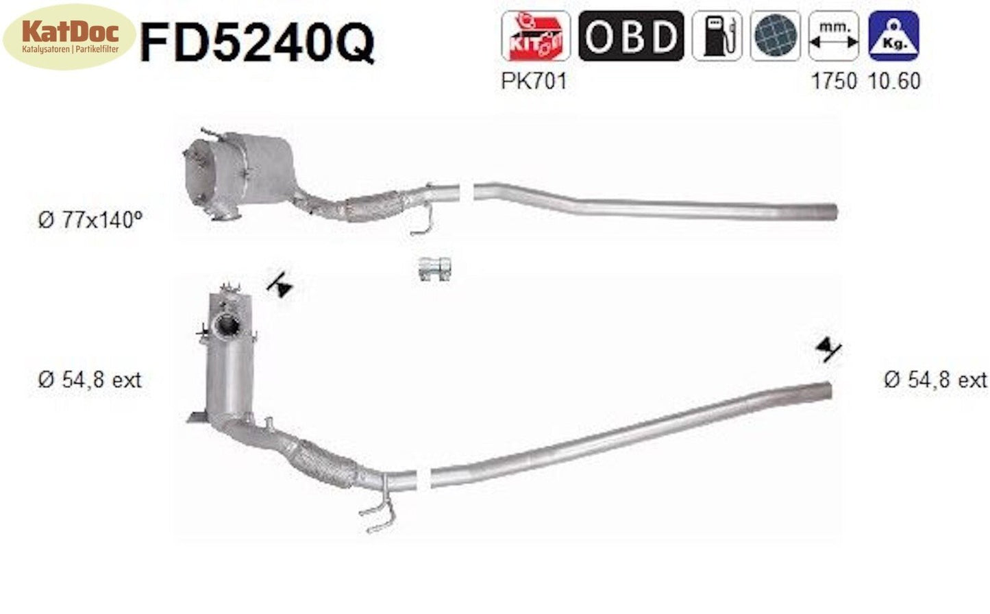 Ruß - Partikelfilter für Audi A3, Seat Altea XL, 2.0 TDI 16V, Silizium, Euro 5 - KatDoc
