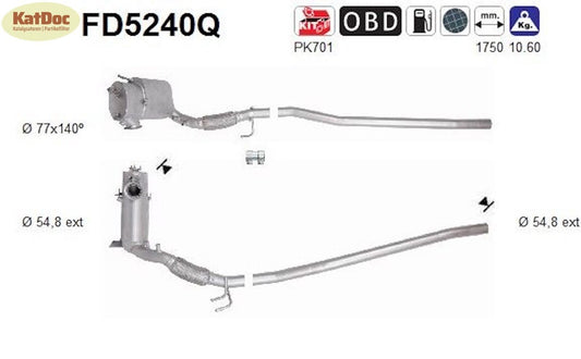 Ruß - Partikelfilter für Audi A3, Seat Altea XL, 2.0 TDI 16V, Silizium, Euro 5 - KatDoc