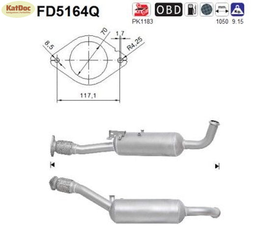 Ruß - Partikelfilter Nissan Primastar,Opel Vivaro,Renault Trafic,Silizium,Euro 5 - KatDoc