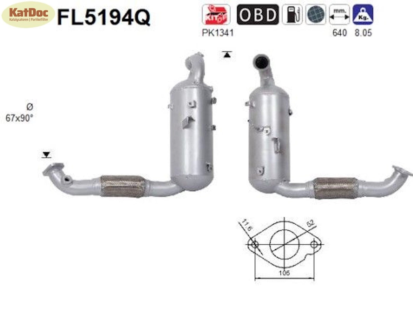 Ruß - Partikelfilter C - Max/Focus/Kuga/Mondeo/Tourneo/Transit, Silizium, Euro 6 - KatDoc