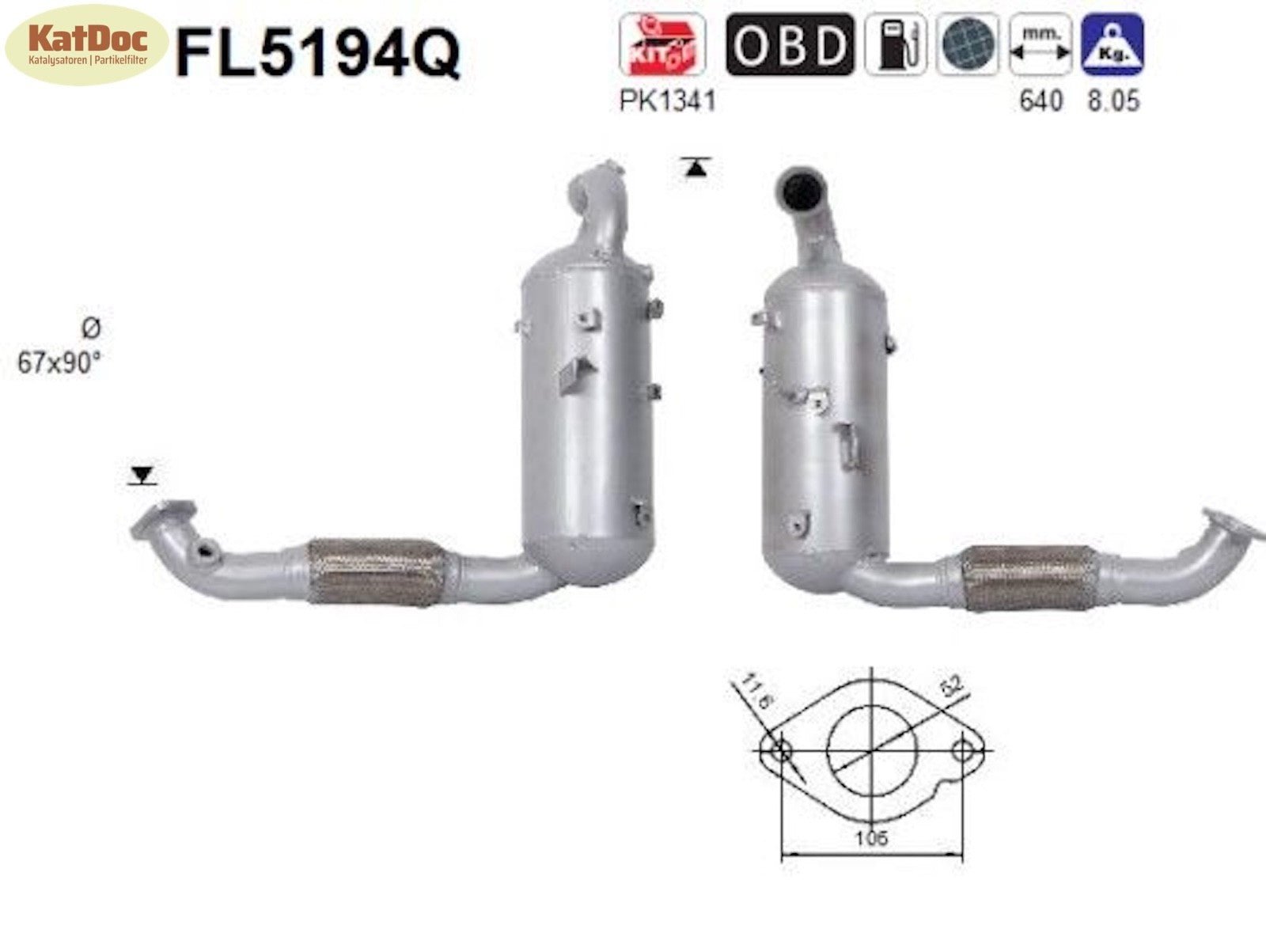 Ruß - Partikelfilter C - Max/Focus/Kuga/Mondeo/Tourneo/Transit, Silizium, Euro 6 - KatDoc