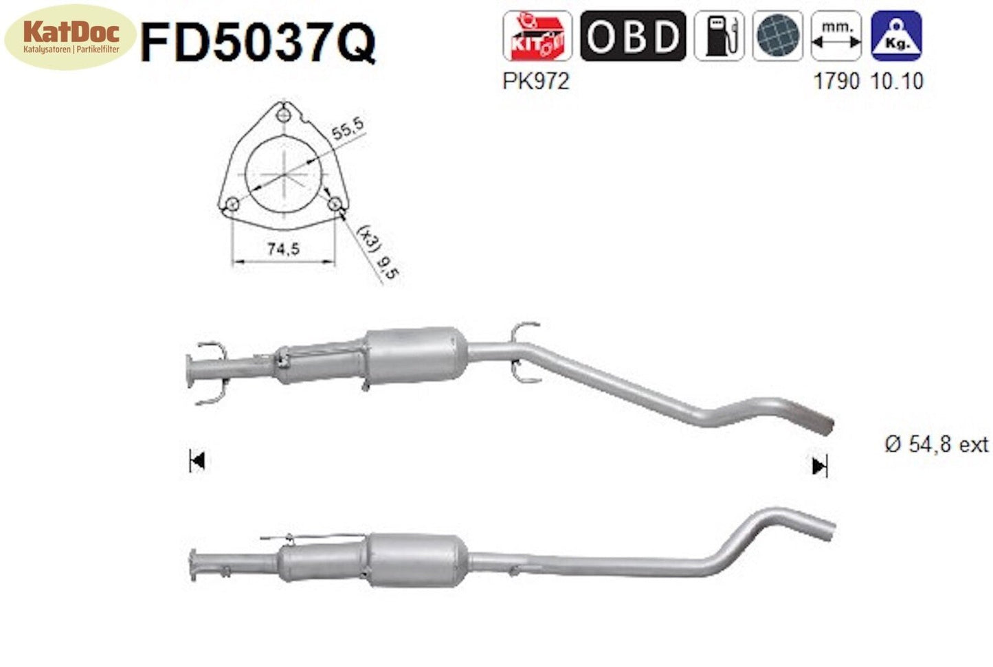 Ruß - Partikelfilter für Opel Astra H TwinTop, 1.9 CDTi, 110kW, Silizium, Euro 4 - KatDoc