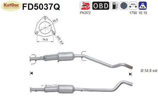 Ruß - Partikelfilter für Opel Astra H TwinTop, 1.9 CDTi, 110kW, Silizium, Euro 4 - KatDoc