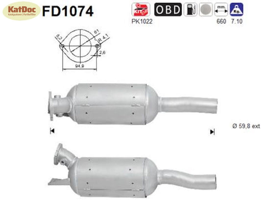 Ruß-Partikelfilter für Renault Espace, 2.0 dCi, 110/127kW, Euro 5