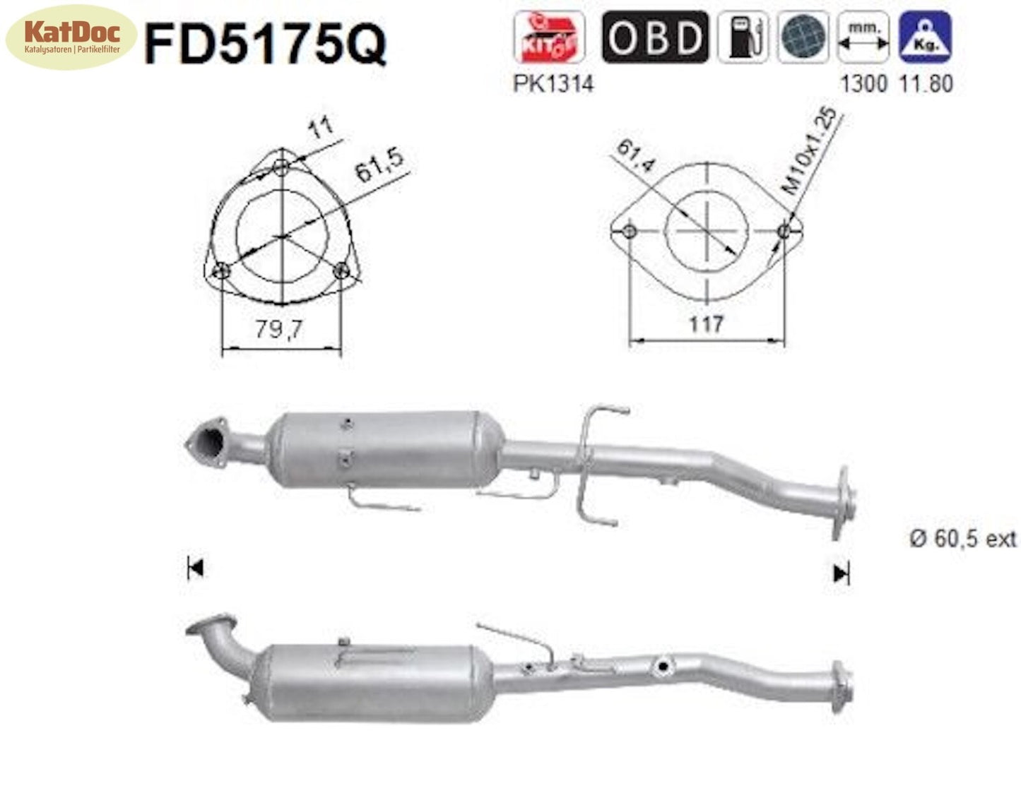 Ruß-Partikelfilter Toyota Hilux,2.5/3.0 D-4D,106/120/126/145kW,Silizium,Euro 5