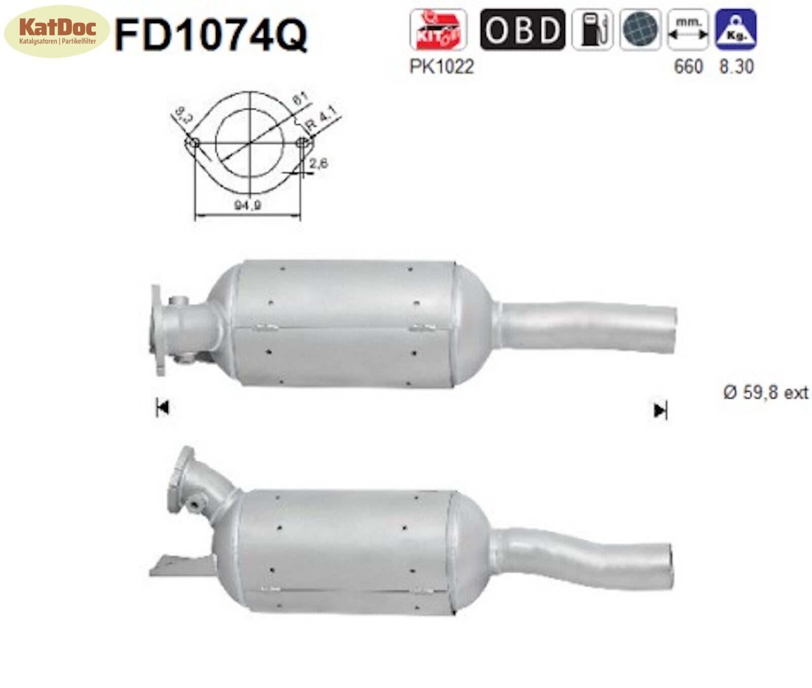Ruß - Partikelfilter für Renault Espace, 2.0 dCi, 110/127kW, Silizium, Euro 5 - KatDoc