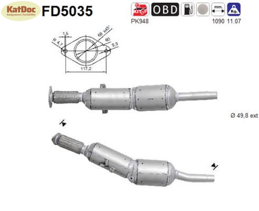 Ruß - Partikelfilter für Renault Grand Scenic/Megane/Scenic, 1.5 dCi, Euro 4 - KatDoc