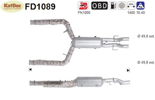 Ruß-Partikelfilter für Jaguar XF, 3.0 D, 155/177/202kW, Euro 5