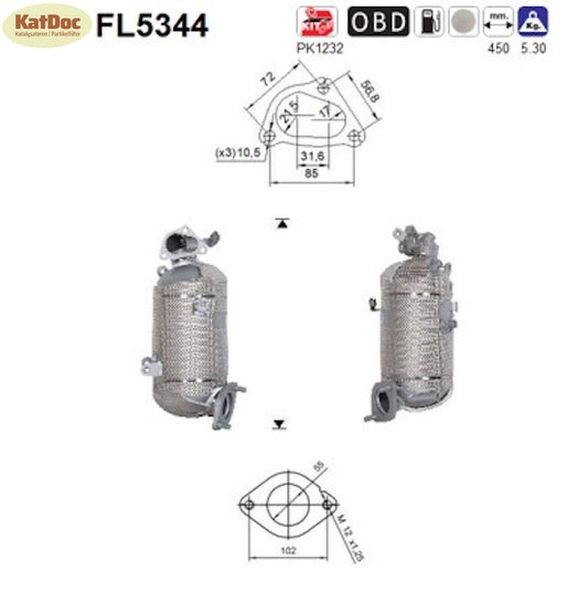 Ruß-Partikelfilter für Hyundai i30, Kia, 1.4 CRDi, Euro 6