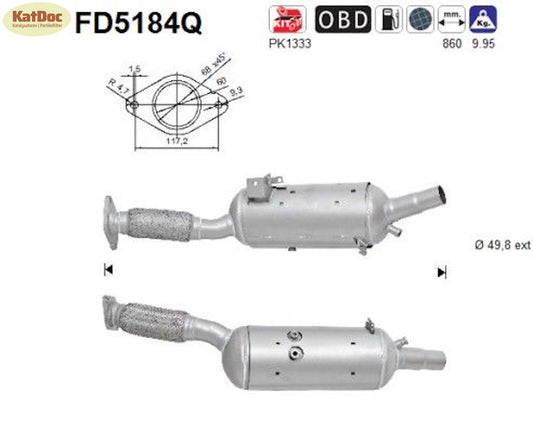 Ruß - Partikelfilter für Opel Vivaro B, Renault Trafic 3, Silizium, Euro 5 - KatDoc