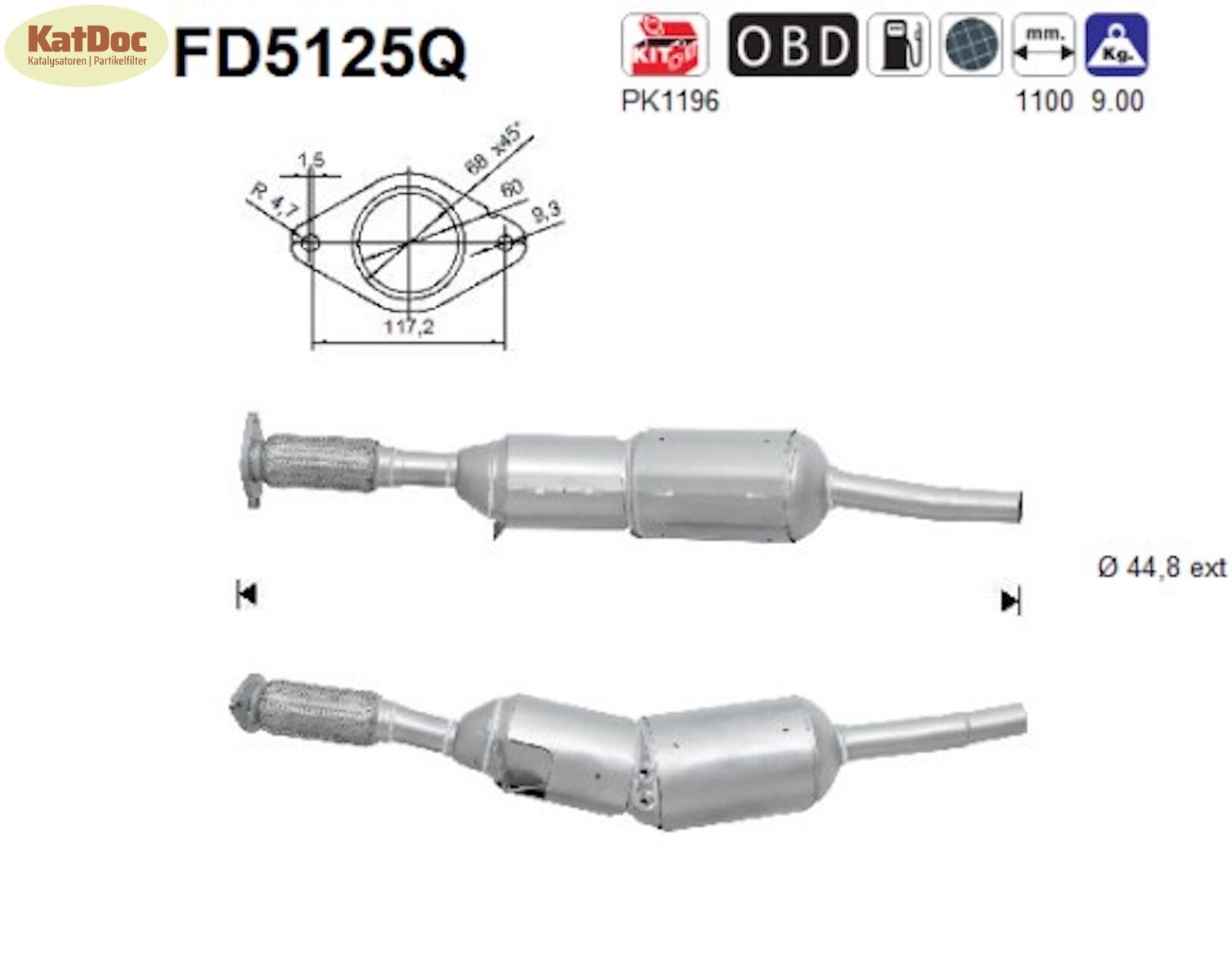Ruß - Partikelfilter DaciaDuster/Logan/Sandero,RenaultClio/Modus,Silizium,Euro 5 - KatDoc